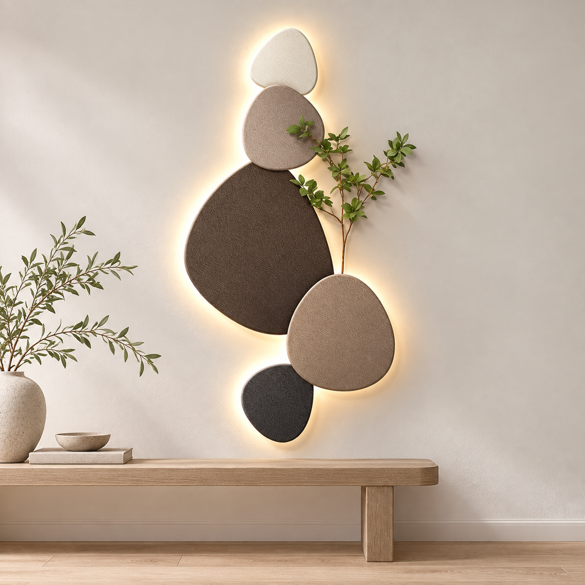 Terra Organic LED Wall Sculpture in a warm contemporary interior