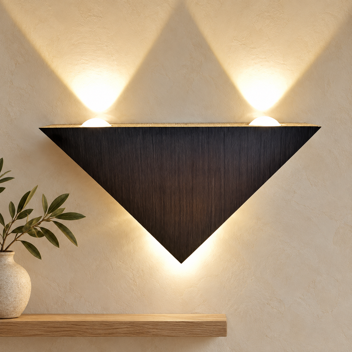 Prism Triangular LED Wall Light in a warm contemporary interior